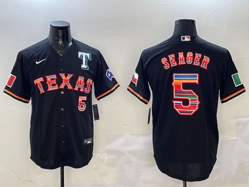Men Texas Rangers #5 Seager Black Fashion Game 2025 Nike MLB Jersey style 2->new york mets->MLB Jersey